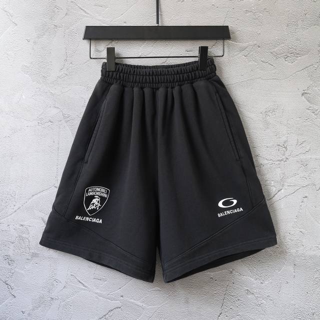 D025# Joint Lamborghini 6B embroidered cotton knitted shorts sweatpants beach pa