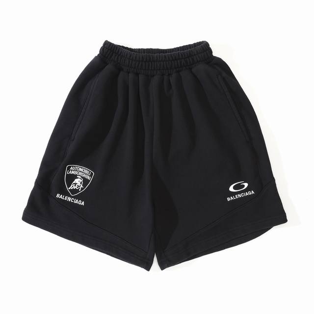 D025# Joint Lamborghini 6B embroidered cotton knitted shorts sweatpants beach pa