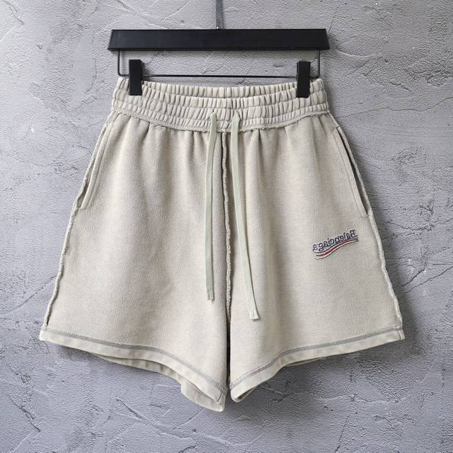 12# Reverse car reverse wear classic cola embroidery washed distressed shorts be