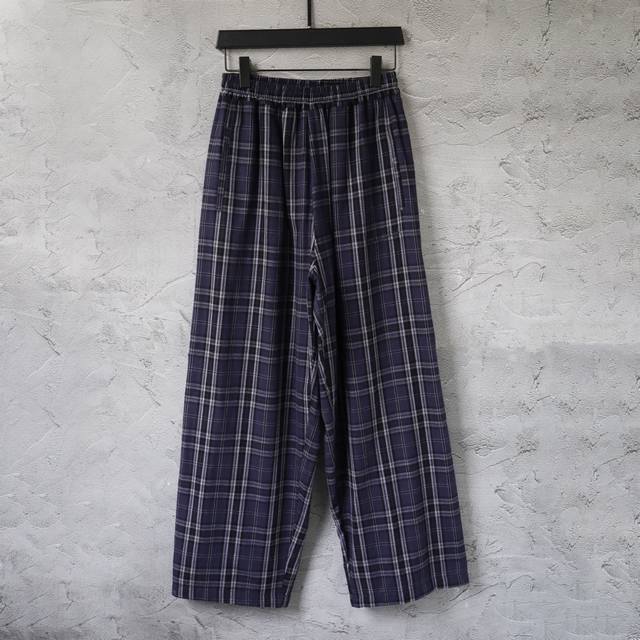 C026# Plaid breathable fabric embroidered trousers sweatpants casual pants for m