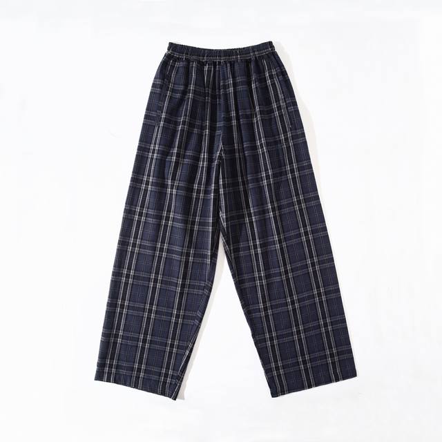 C026# Plaid breathable fabric embroidered trousers sweatpants casual pants for m