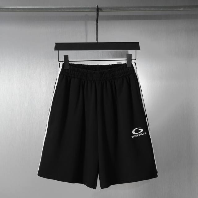 D012# Balenciaga New Standard 6B New Logo Embroidery 5-Bar Splicing Shorts Sweat