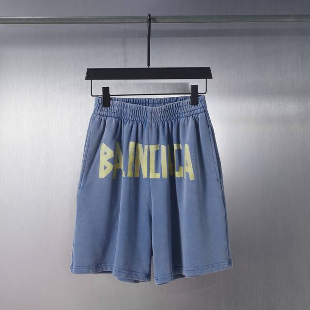 34107-1# Stir-fried old masking tape letter worn shorts printed shorts beach pan