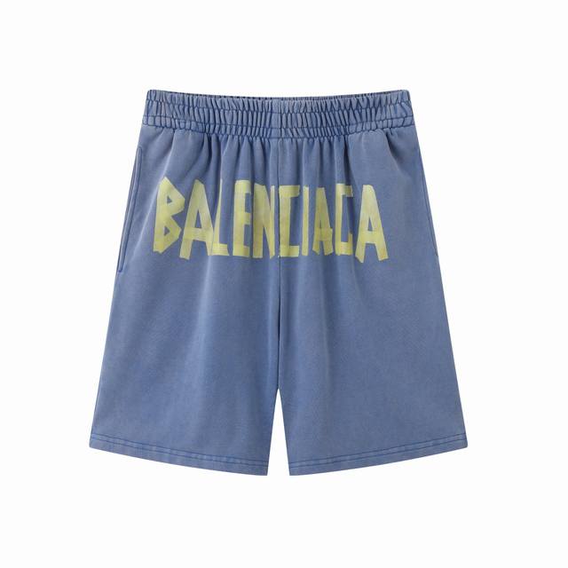 34107-1# Stir-fried distressed masking tape letter worn shorts printed shorts be