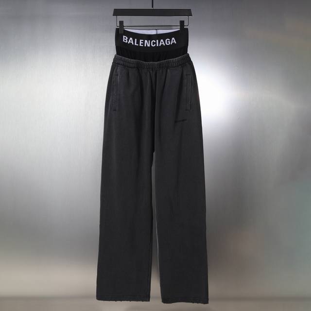 Aa003# Fake two-piece underwear stitching worn embroidered trousers sweatpants f