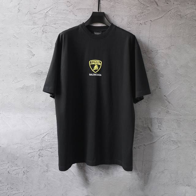 Cx22# Co-branded Lamborghini Logo embroidered sports short-sleeved T-shirt for m