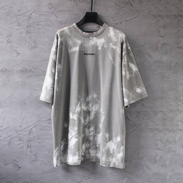 Cx20# Mud-dyed paint distressed heavy-duty washed letter embroidered short-sleev