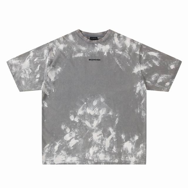 Cx20# Mud-dyed paint distressed heavy washed letter embroidered short-sleeved T-