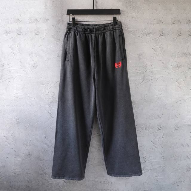 Aa017# Olive branch double B embroidery washed distressed trousers sweatpants sw