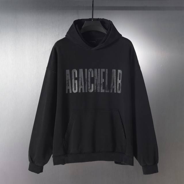 Cc007# Agaicnelab printed washed distressed hoodie sweatshirt for men and women