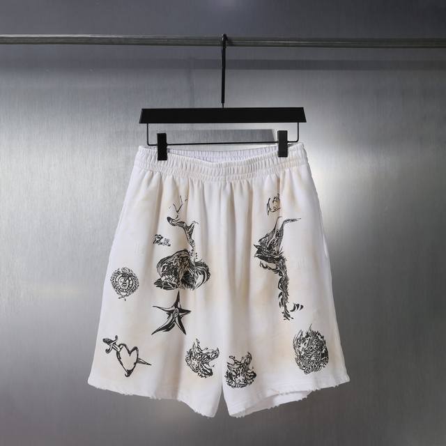 001# Hand-painted graffiti, old and dirty prints, worn and worn casual trendy sh
