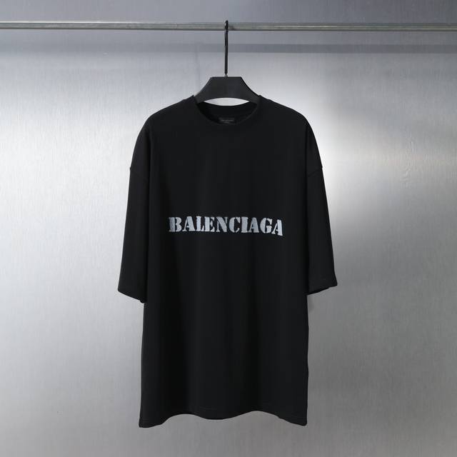 F020# English letter blurred logo print short sleeves for men and women Size: SM