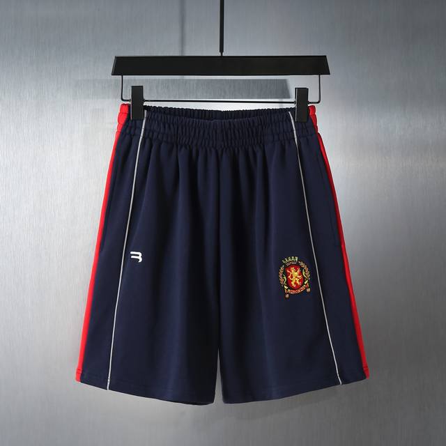 D013# Red carpet show Manchester United Lion black and red patchwork shorts swea