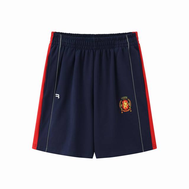 D013# Red carpet show Manchester United Lion black and red patchwork shorts swea