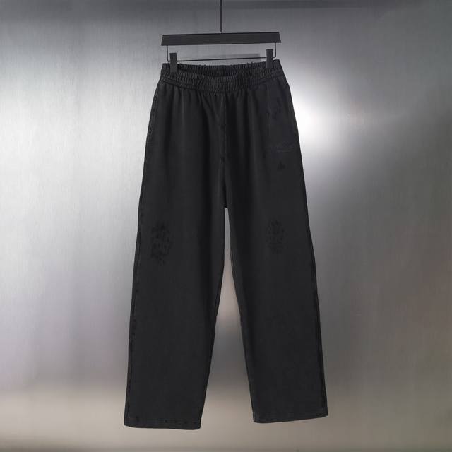Aa009# Classic black label cola wave embroidery fried color washed and worn heav