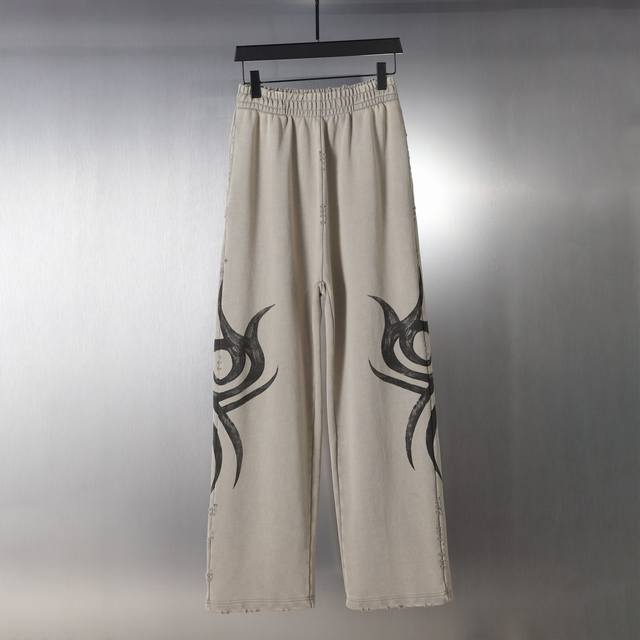 Aa105# Hand-painted graffiti worn old washed trousers sweatpants for men and wom