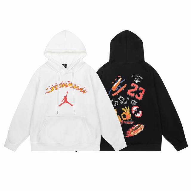 665#Aj flying man plus velvet sweater black and white M-Xxl DDD