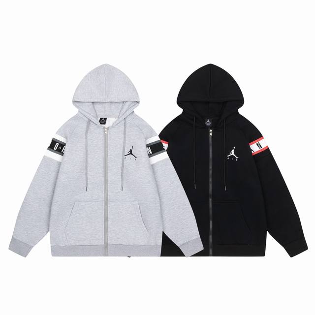 673#Aj flying man plus velvet jacket black gray M-Xxl DDD