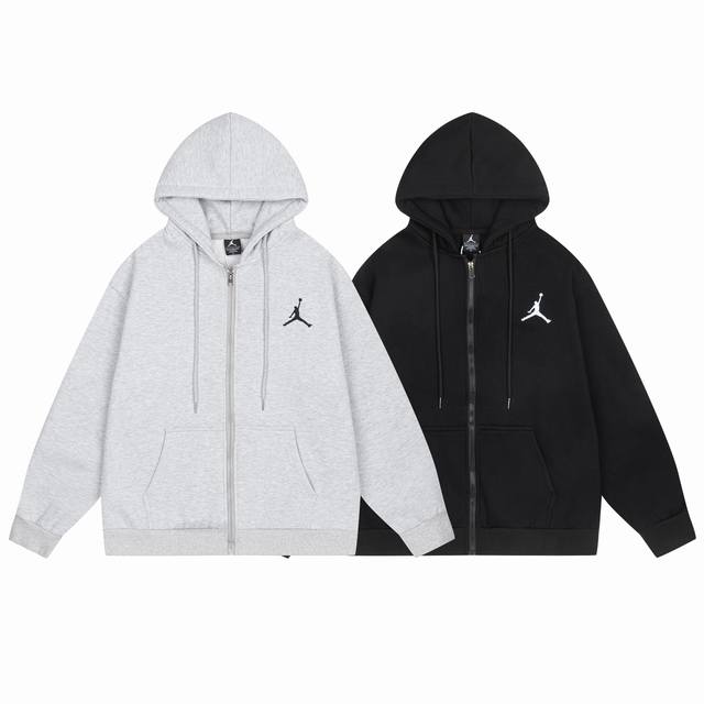 657#Aj flying man plus velvet jacket black gray M-Xxl DDD
