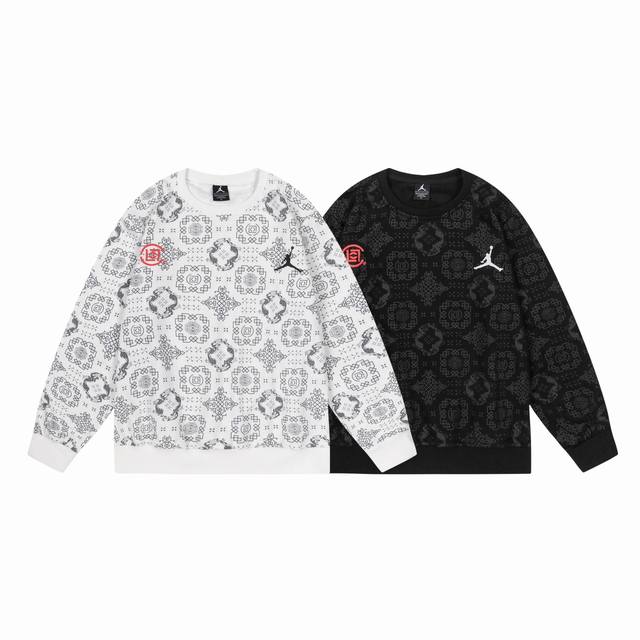 508#Aj flying round neck terry sweater black and white M-Xxl DDD