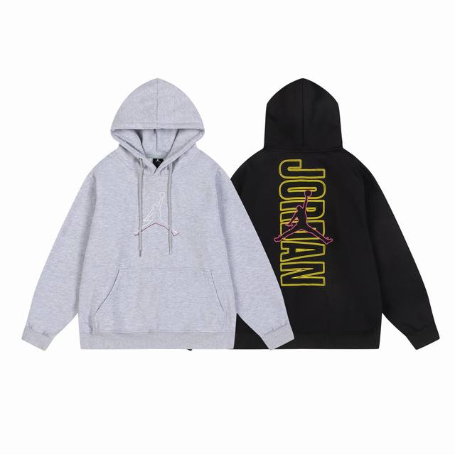 8612#Aj flying man plus velvet sweater black gray M-Xxl DDD