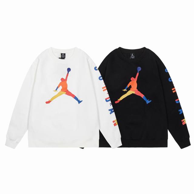 509#Aj flying round neck plus velvet sweater black and white M-Xxl DDD