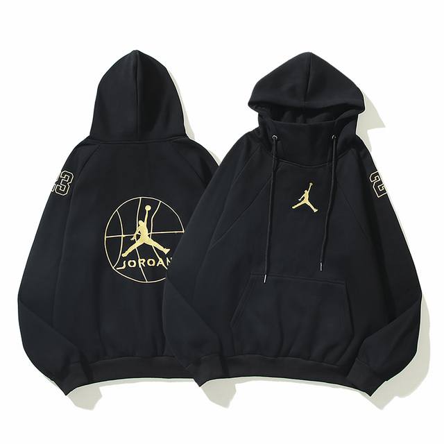 611#Aj flying man plus velvet sweater high collar loose embroidery couple black
