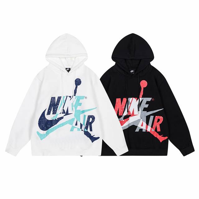 8002#Aj flying man joint plus velvet sweater black and white M-Xxl DDD