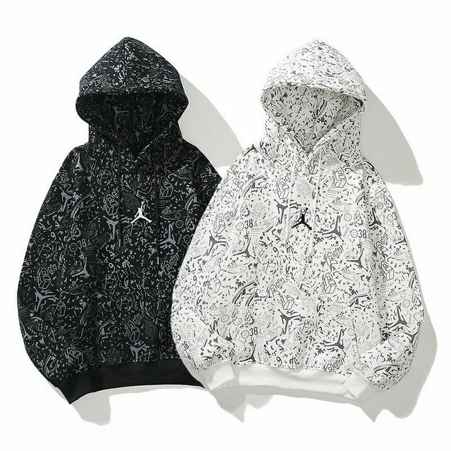 3019#Aj flying man plus velvet sweater black and white M-Xxl DDD