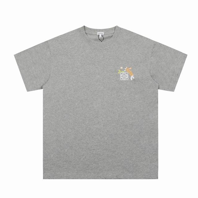 We32# Top OEM quality Loewe 25Ss bunny embroidered Logot shirt short sleeves No