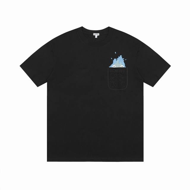 We08# Top OEM quality Loewe 24Ss flame embroidered T-shirt short sleeves No need