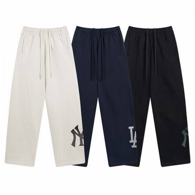 V811# Mlb official men and women couple old flower print logo sports trousers fa