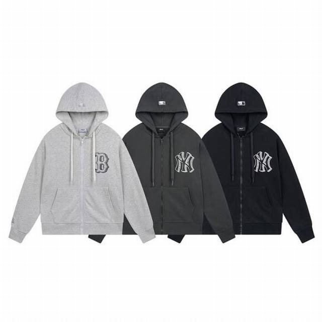 V826# Mlb official men and women couple print big logo hooded zipper jacket casu