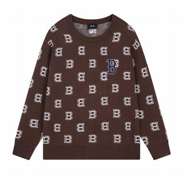 1101# Mlb official men and women couple knitted pullover old flower casual versa