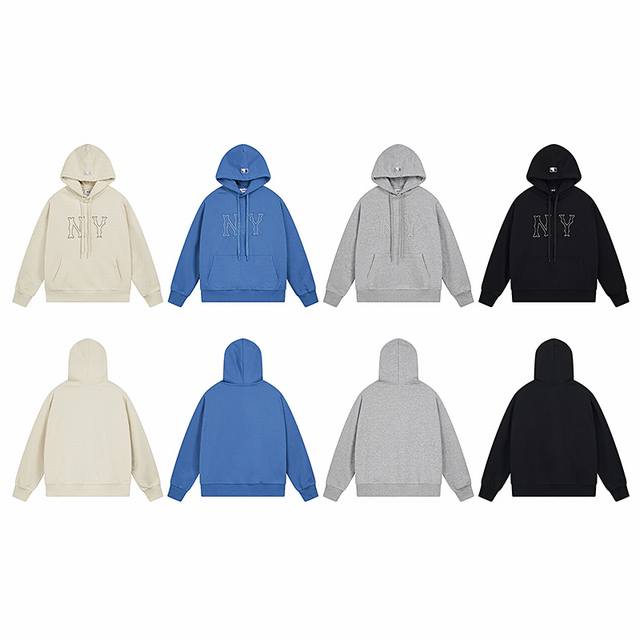 V922# Mlb official men and women couple three-dimensional Logo big pocket hooded