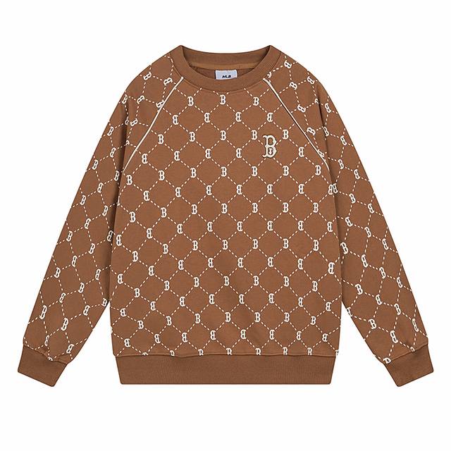 D920# Mlb official men and women couple round neck diamond old flower pullover s