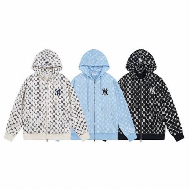 V835# Mlb official men's and women's retro old flower zipper hoodie casual loose