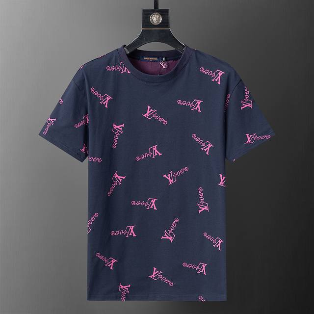 Style number: 8183# 2025 spring and summer new men's T-shirt, two-color fabric,