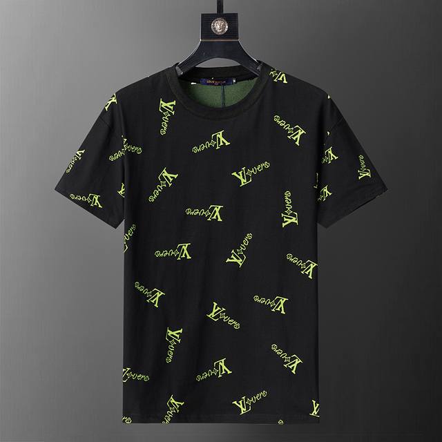 Style number: 8182# 2025 spring and summer new men's T-shirt, two-color fabric,