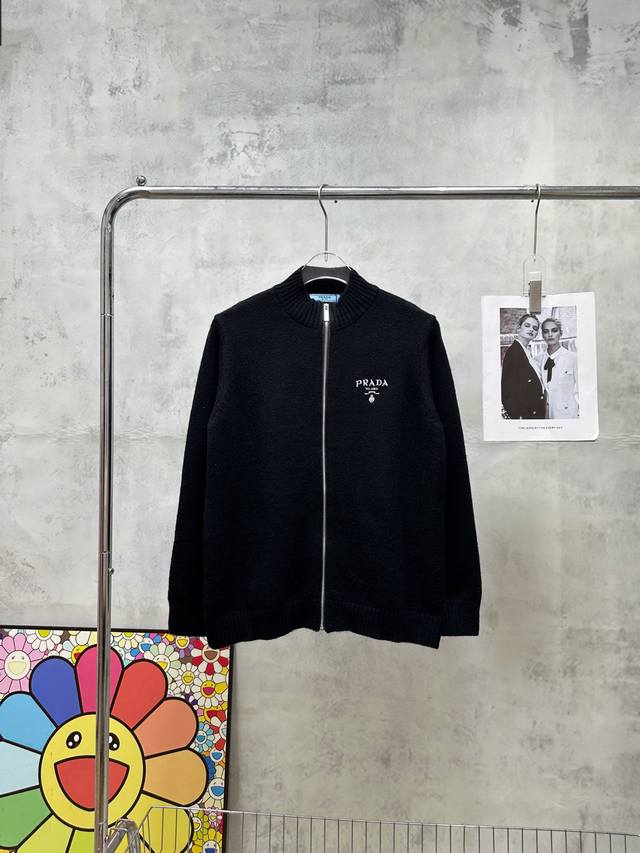 Model#Z118 Prada small letter logo embroidered knitted jacket Prada counter sync