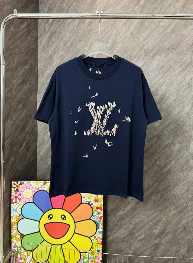 Style number G153 Lv sailboat embroidery large logo new round neck short sleeve