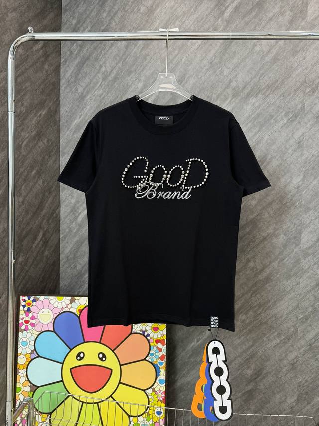 Style No. G134 Good gun color pearl letter embroidery round neck short sleeves