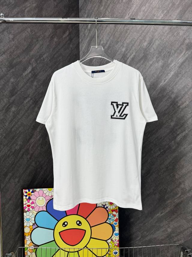 Style No. G39 Lv contrast color matching standard embroidery round neck short s