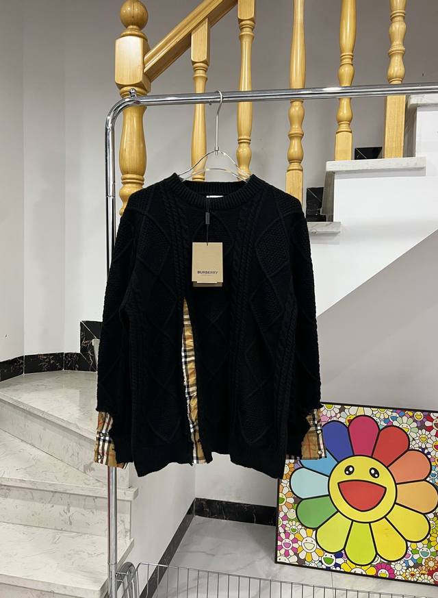 Style No. W885 Burberry plaid patchwork round neck sweater Burberry counter syn