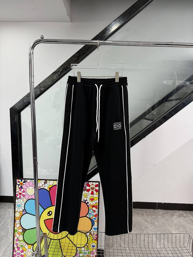 Style No. Z168 Loewe small logo embroidered striped webbing straight sweatpants