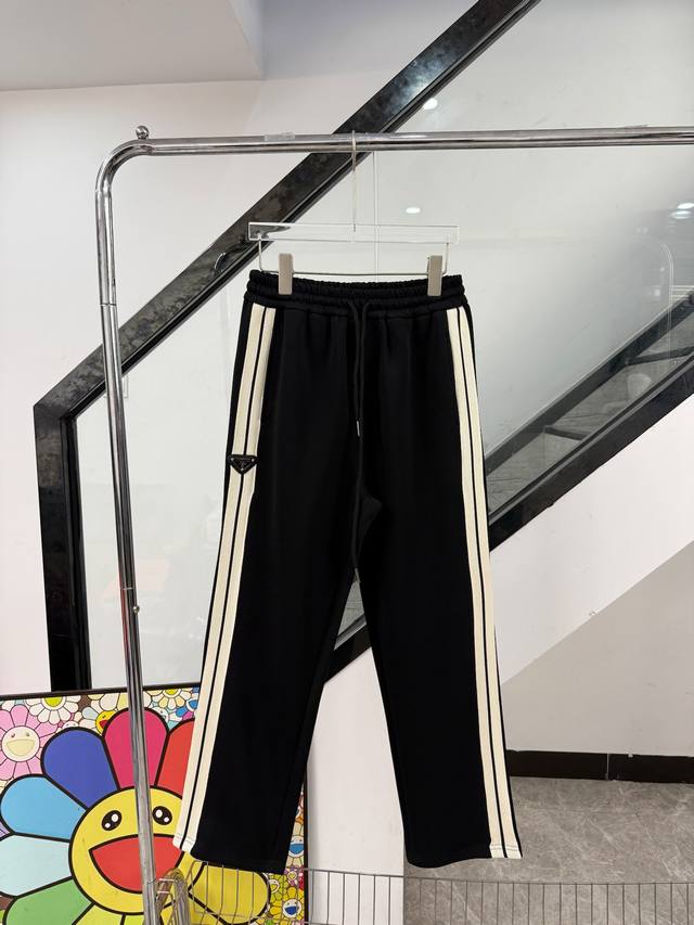 Style No. Z147 Prada webbing offset triangle iron label straight-leg sweatpants