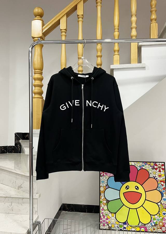 Style No. W842L Givenchy hooded jacket with embroidered letters on the chest of