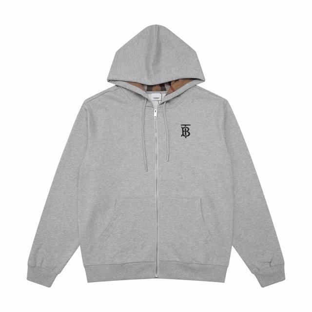 white background Style number W813 Burberry plaid hat embroidered hooded jacket