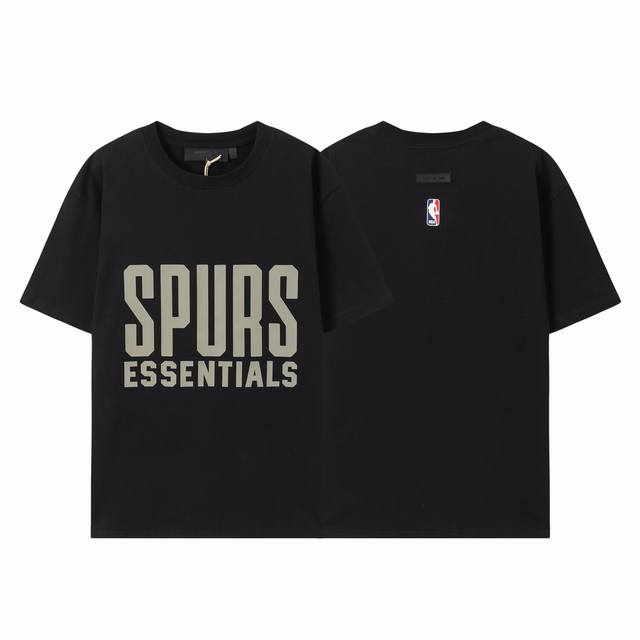 Fog-555# Fear Of God Essentials x NBA joint Spurs Spurs back letter print round