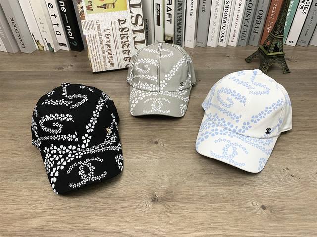 9735# #ChanelChanel full print logo small label soft top baseball cap for men an